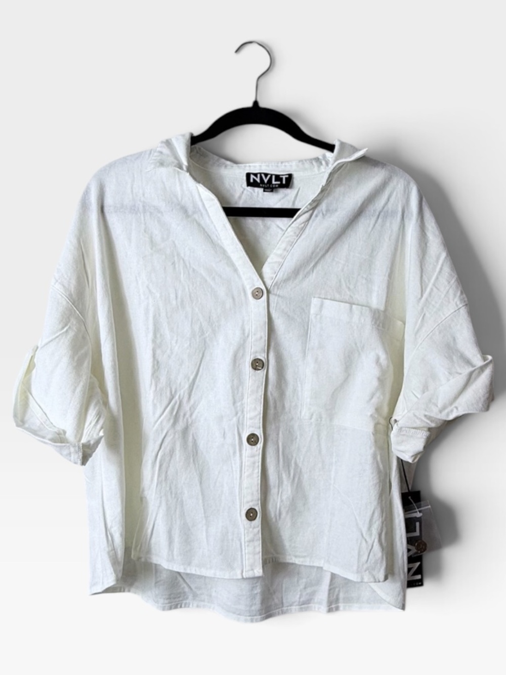 NVLT Box Tee Size Large White Button Down NWT (U)